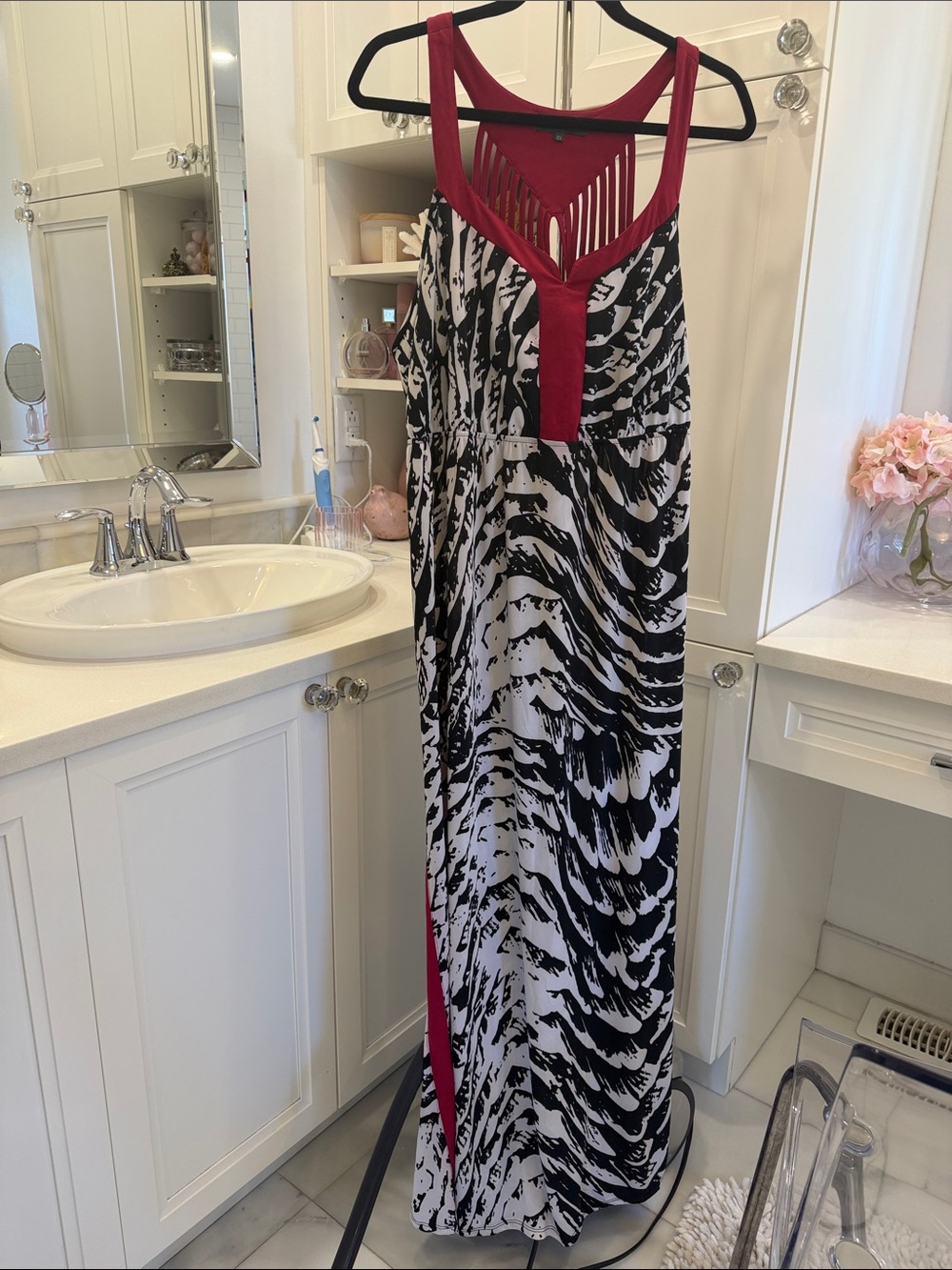 Addition Elle Black & White Maxi Dress with Red Accents